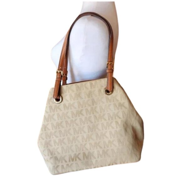 MICHAEL Michael Kors Handbags - MK Michael Kors Signature Tote Bag Cream Gold